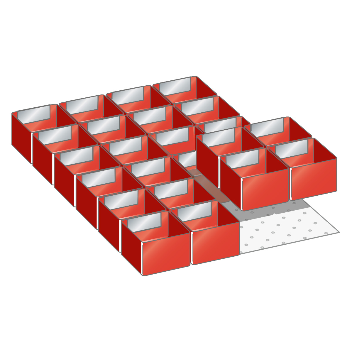 Lista plastic boxes, set for 18 x 27 E with front height 50 mm, 24 pieces