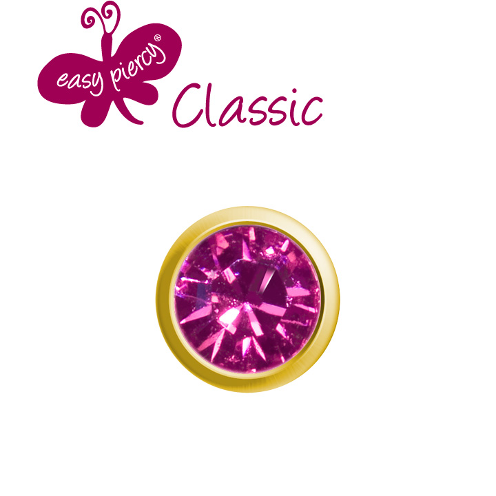 1 pair ear studs Easy Piercy Classic, gold plated, mini amethyst imitation