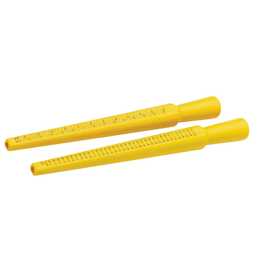 Ring measuring, yellow plasic, 4
scales, FR, US, Ø, circumference