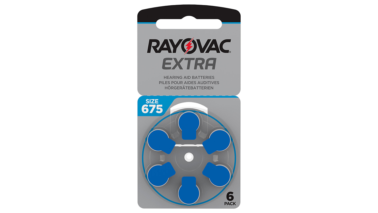 Rayovac Extra, 6 hoortoestelbatterijen nr. 675 (Sound Fusion Technology), blisterverpakking
