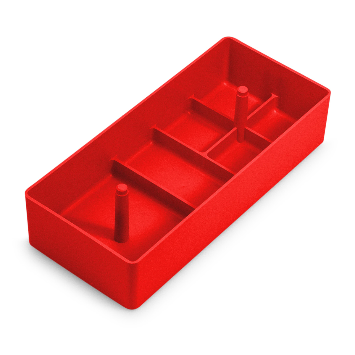 Kunststoffbehälter, stapelbar, 6 Fächer, rot, 236 x 105 x 51 mm
