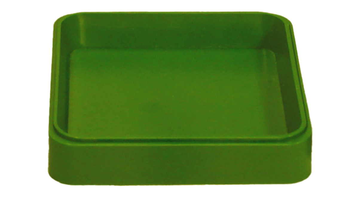 Bergeon 2378 C N Vierkant dienblad van kunststof, zuurbestendig, groen, 50 x 50 x 10 mm