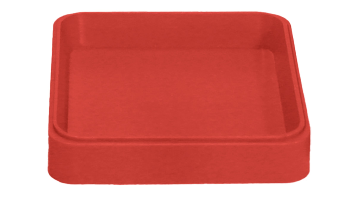 Bergeon 2378 C R Viereckige Schale aus synthetischem Material, säurebeständig, rot, 50 x 50 x 10 mm