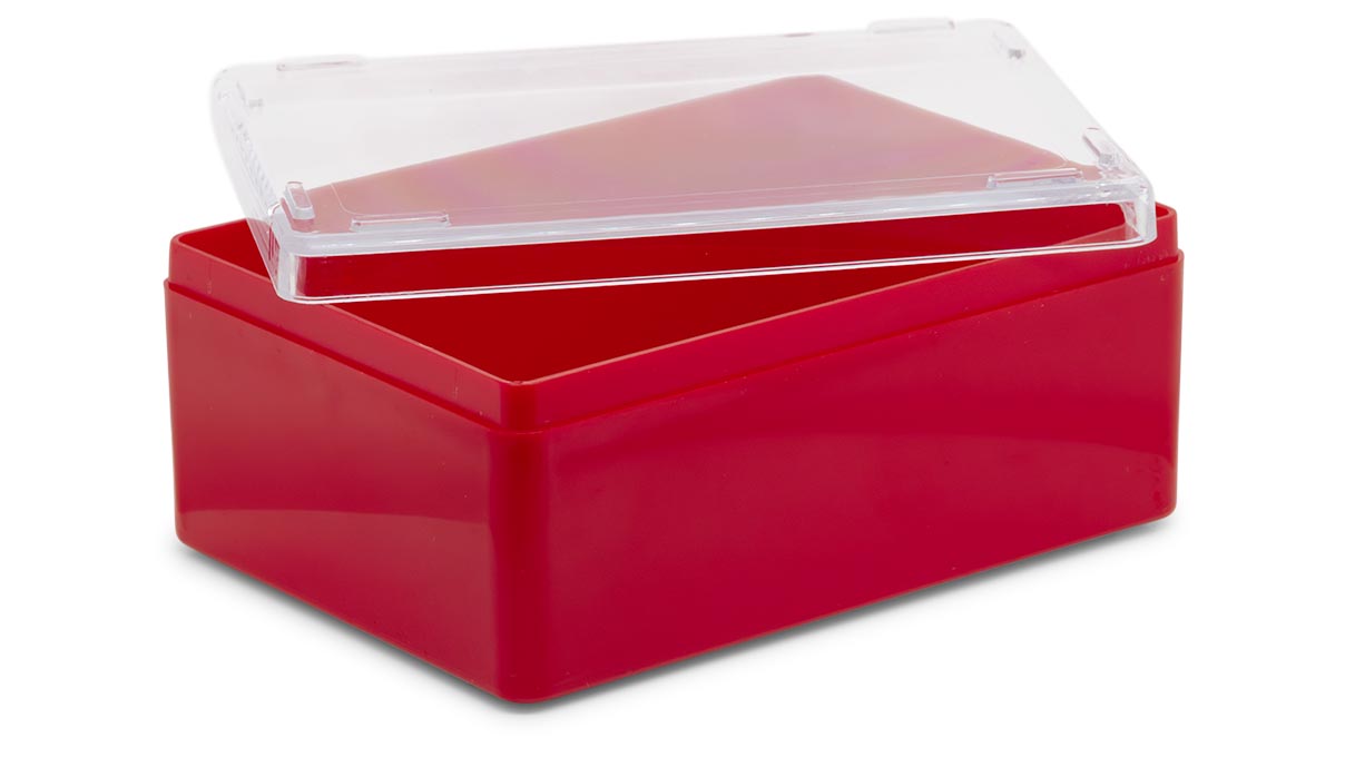 Kunststoffdose mit Deckel, rot, 36 x 90 x 64 mm Kunststoffdose mit Deckel, rot, 36 x 90 x 64 mm