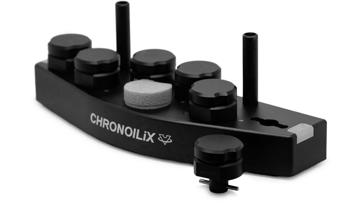VOH Chronoilix, socle d’huilier intelligent de contenants à huile avec fonction contrôlée par application
pour le suivi des dates de péremption des huiles