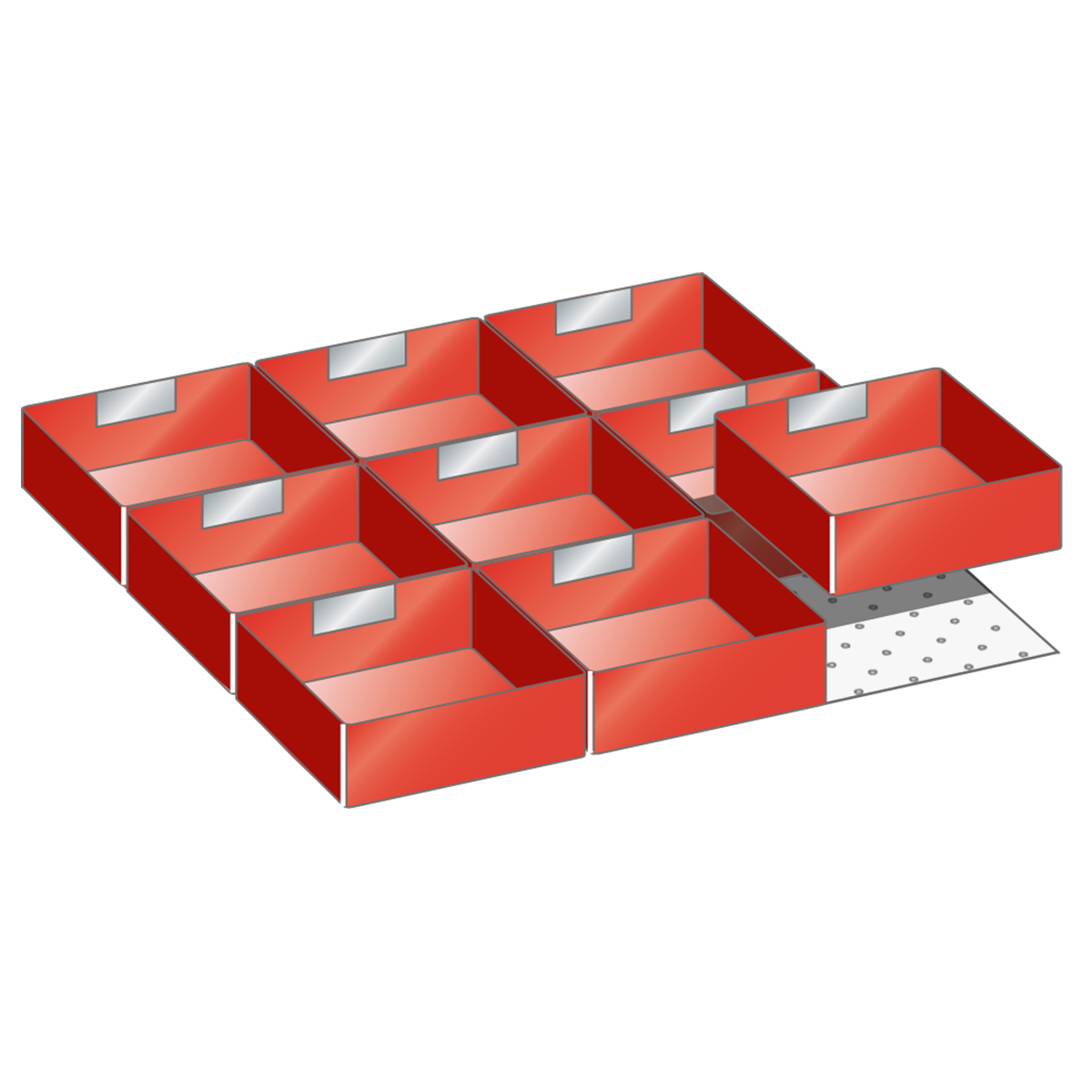 Lista Einsatzkästen, Set für 27 x 27 E mit Fronthöhe 75 mm, 9 Stück