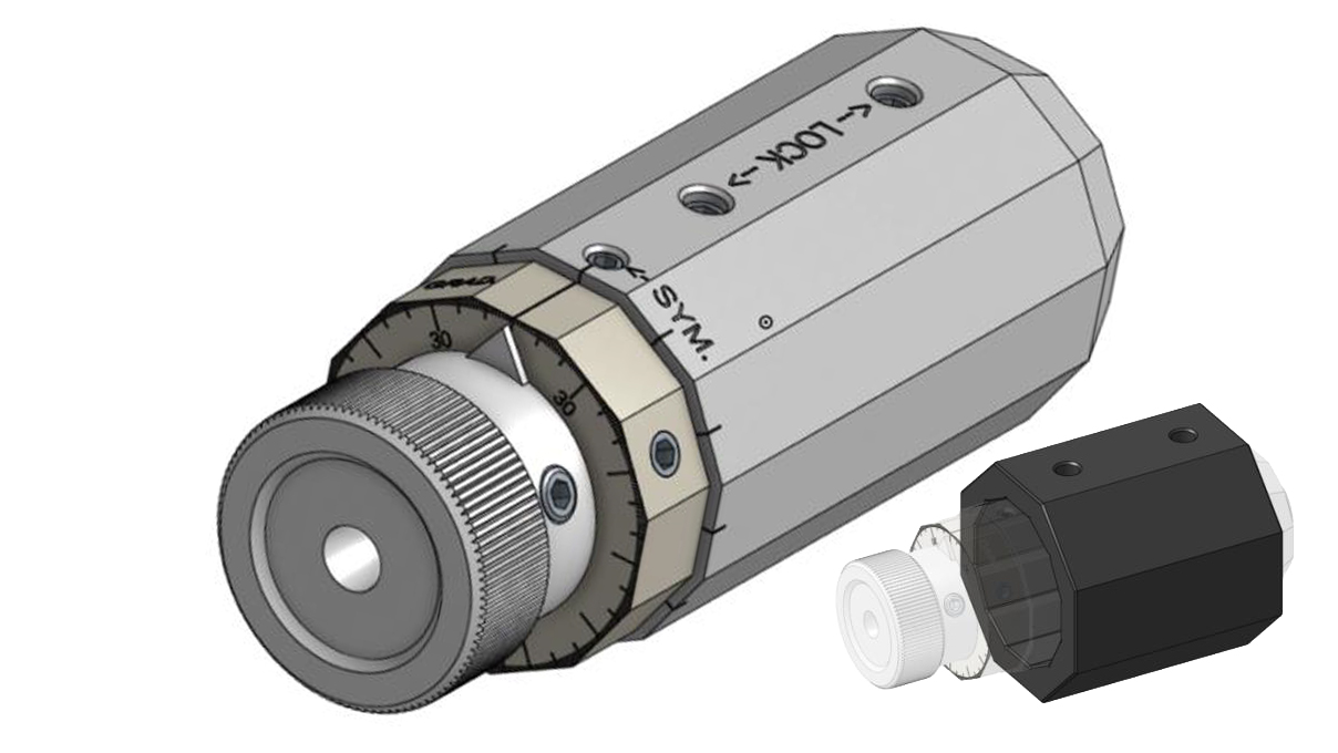 Micromecalp Symetrixx Polygonal Repeater, spezielle Haltevorrichtung mit 12 präzise unterteilten Flächen
für wiederkehrende Arbeiten in identischen Winkeln, inkl. austauschbarer Kunststoffhülse mit 8 Flächen