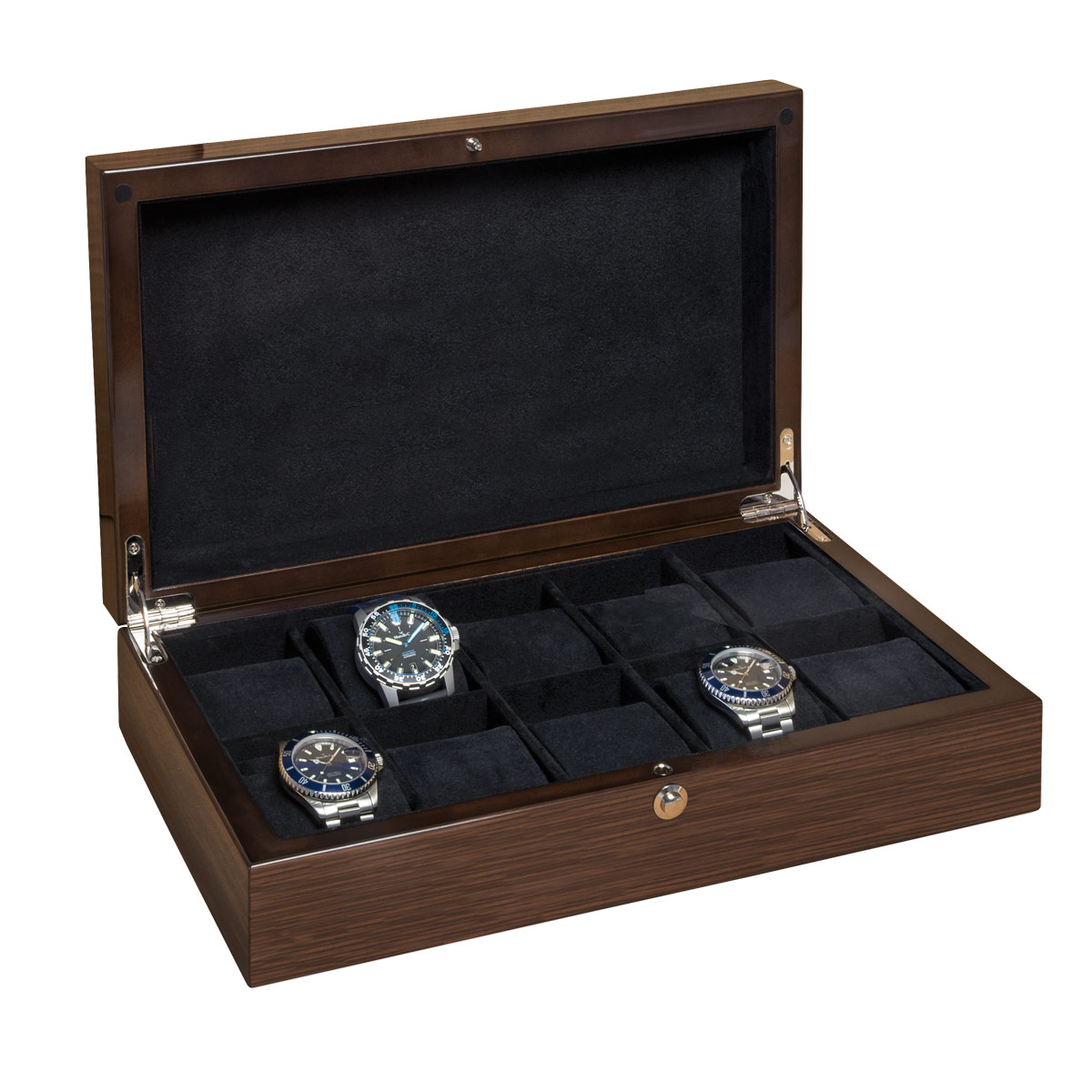 Beco watch collector's box for 10 watches, walnut, matte, black lining