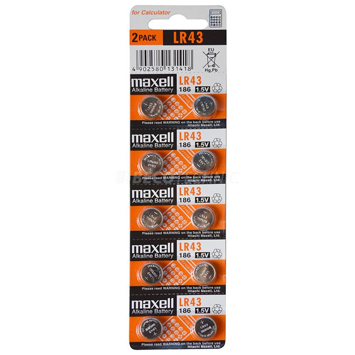 Maxell LR43 1,5V Alkaline Batterie Stripverpackung (186/AG12/84/LR1142)