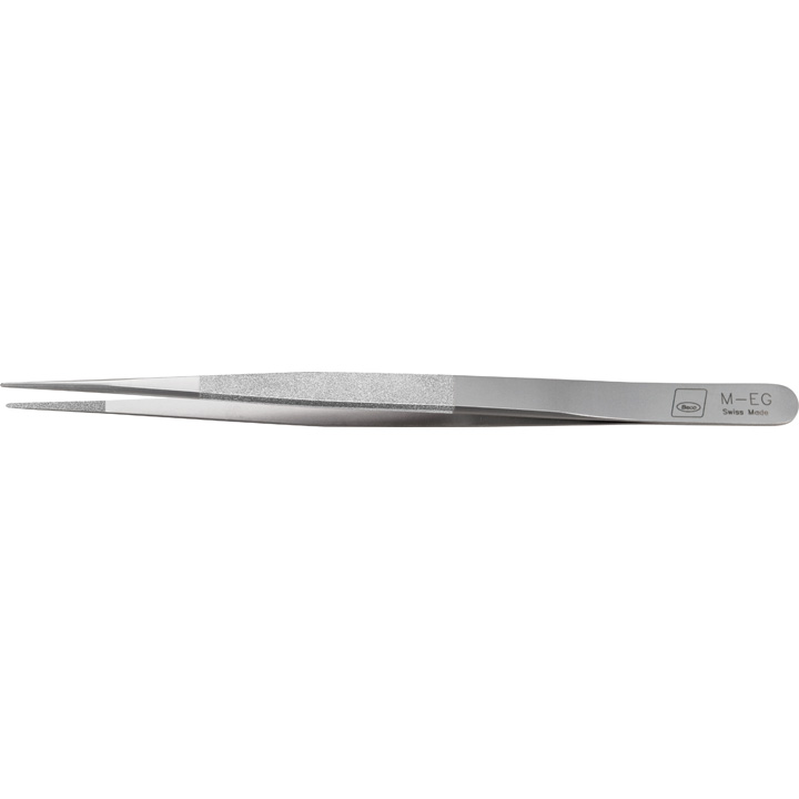 Tweezers with satined grips and tips, normal tip, length 160 mm