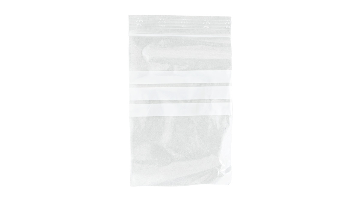 Drukverzegelde zak met etiketveld, 120 x 80 mm, 100 stuks