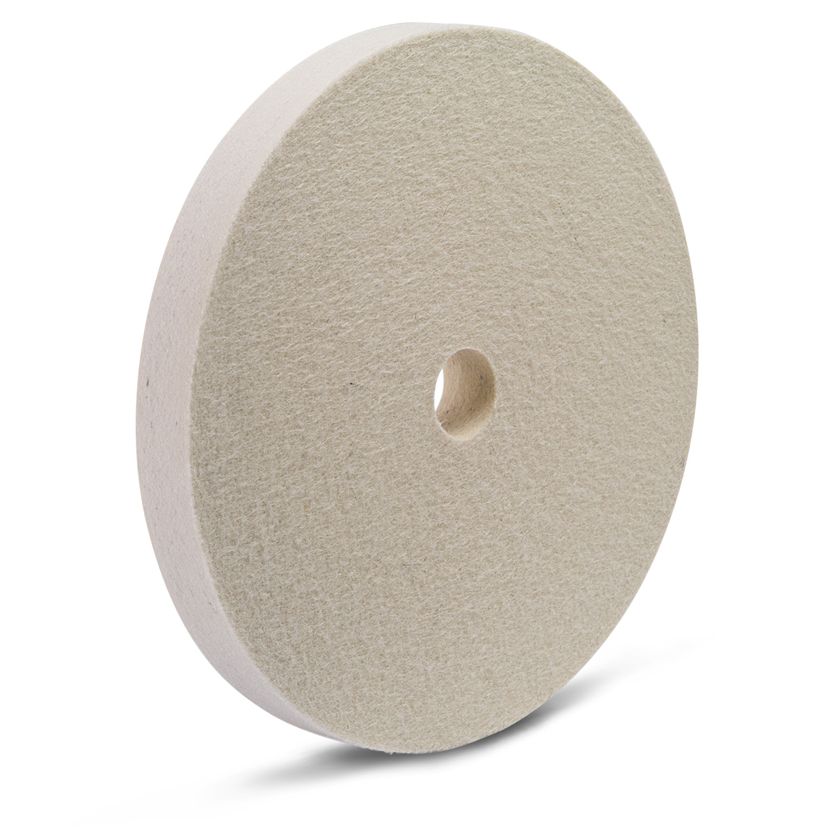 Felt disc, wool felt, white, Ø 200 x 20 mm, hole Ø 10 mm, soft