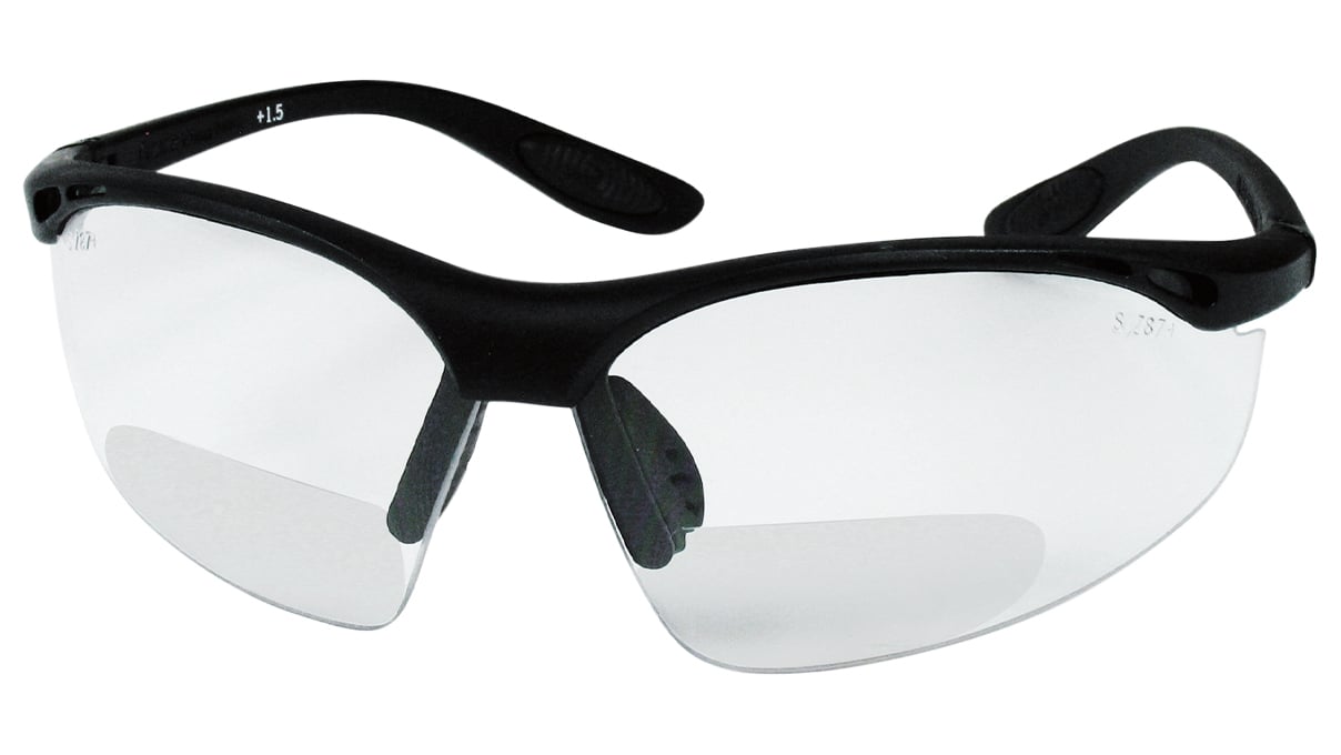 Safety glasses, black, with correction 2 dpt
