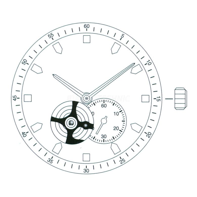 AU-Werk Miyota 82S5 11 1/2''' SS SKELETON MECH AUT