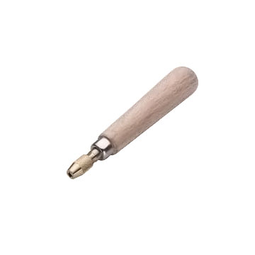 Manche en bois avec pince de serrage jusqu'à Ø 3,30 mm pour limes aiguilles de L 140-160 mm