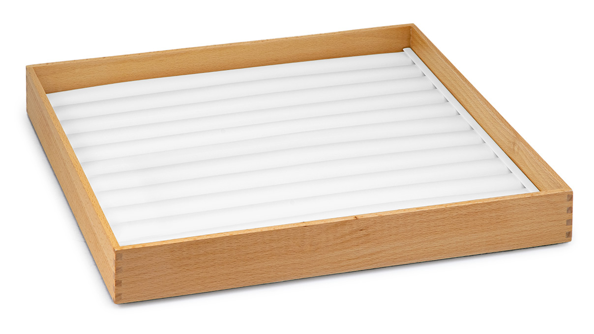 Vorlagetablett für Ringe, Holz mit Lederimitat, ecru