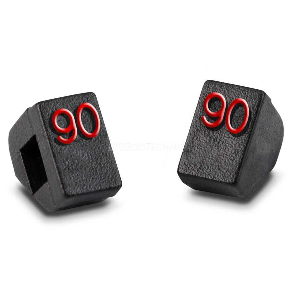 Price tag printed with: "90", Black, Red, 10 pieces, End piece