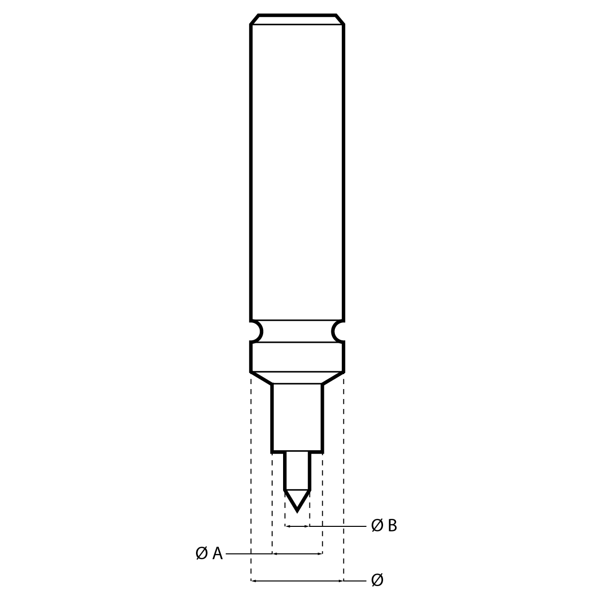 Federnder Stempel HORIA N°60-3Ø aussen 0.55 mm / Ø Pumpe 0.40 mm
