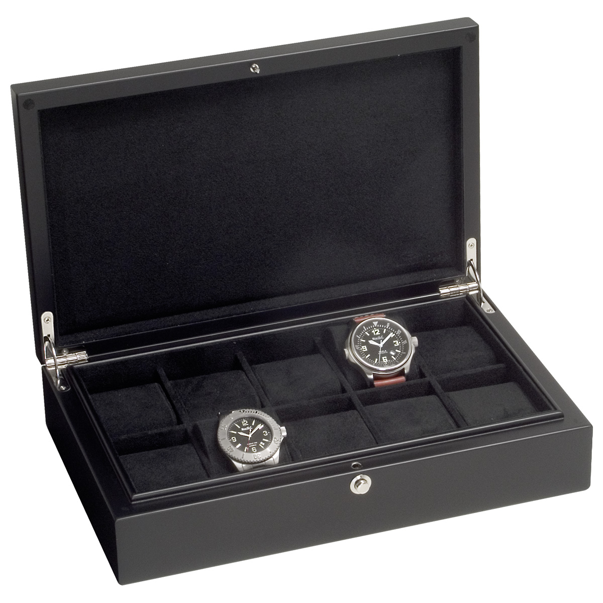 Beco Castle watch collector's box for 10 watches, matt black, black lining