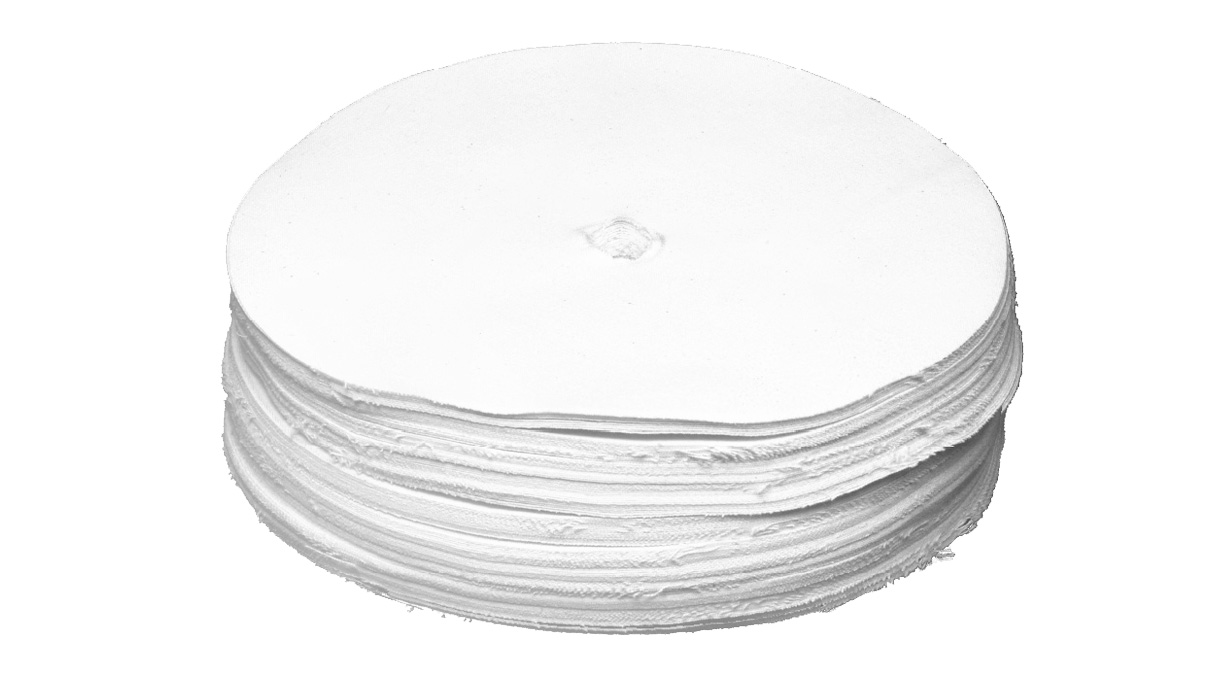 Polishing buff, bulk, Cambric, cotton, white, Ø 150 x 6 mm, 1 kg individual discs