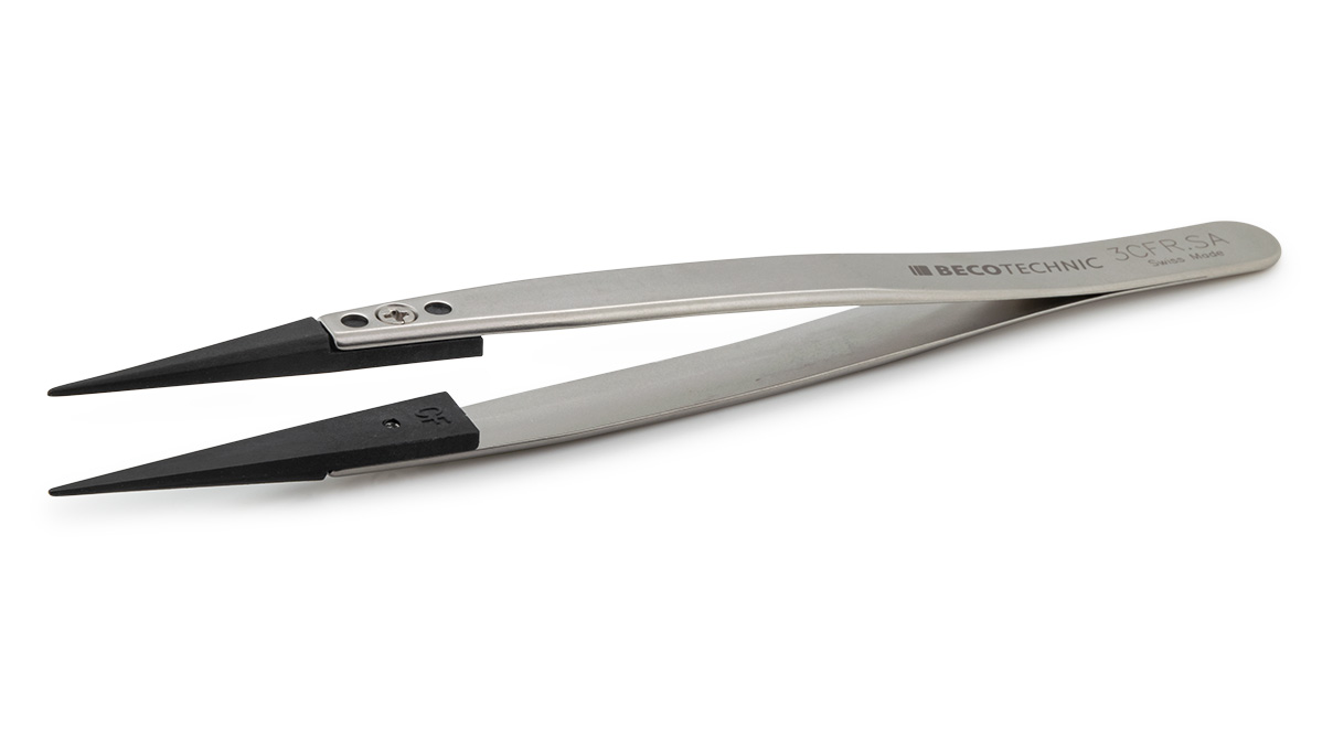 Beco Technic tweezers type 3, stainless steel SA, tips plastic CF, 130 mm