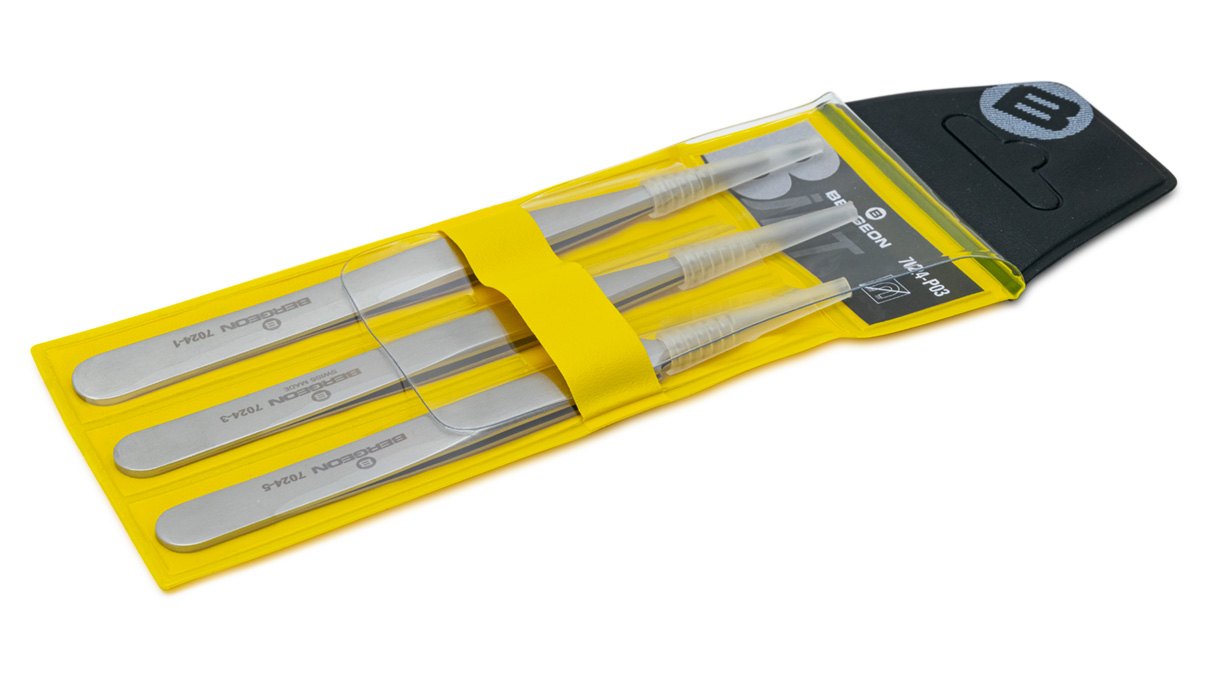 Bergeon 7024-P03 Set van 3 pincetten